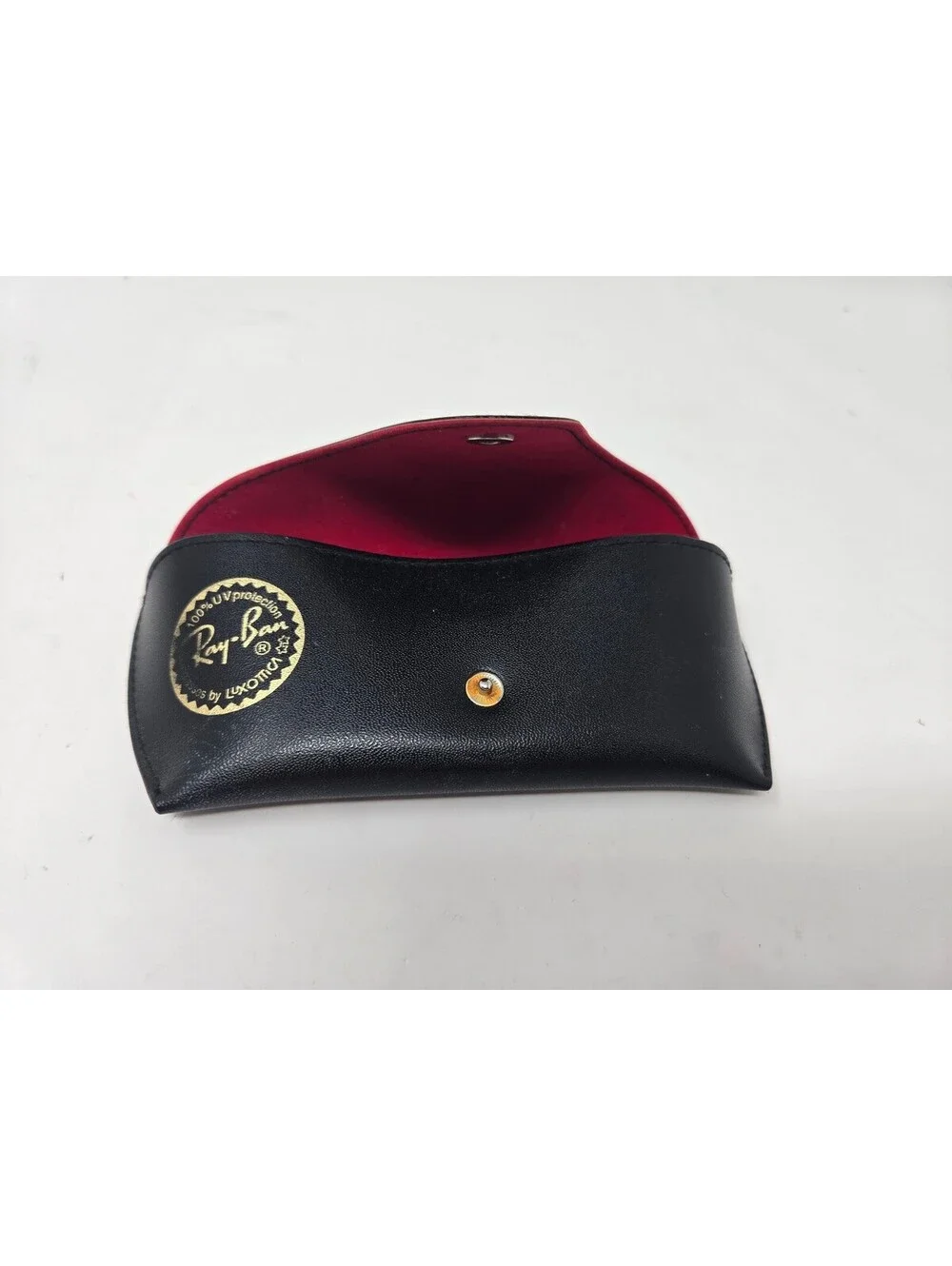Ray-Ban Black Leather Sunglasses Case with Red Interior